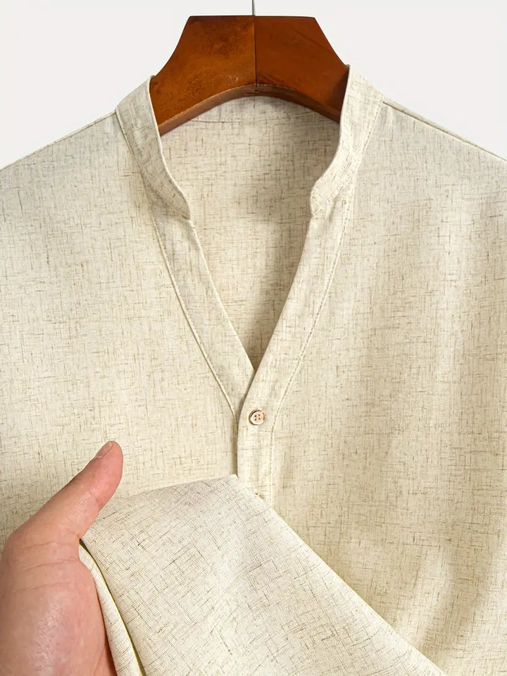 R&L 2-Piece Blended Linen Set for Men – V-Neck